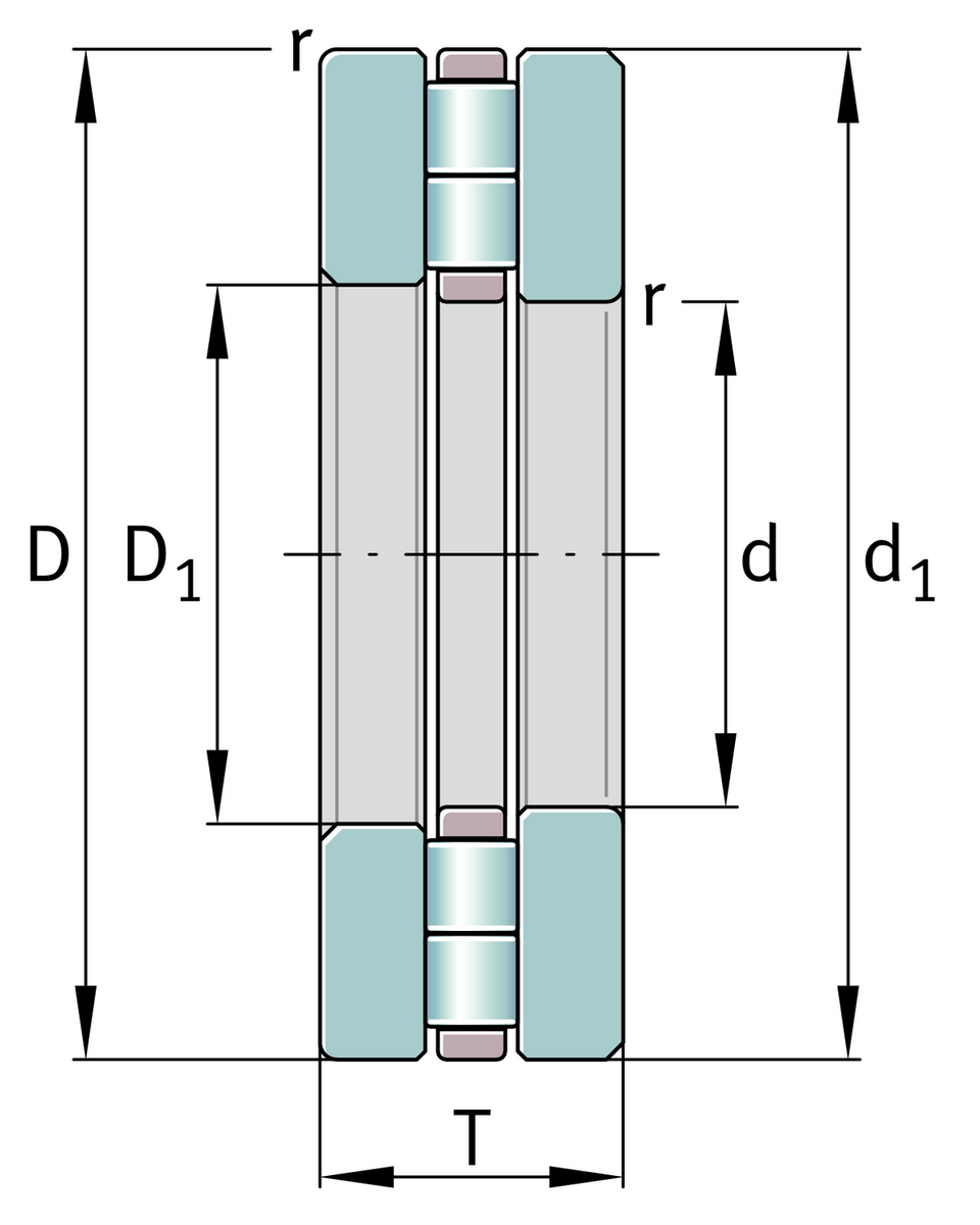 Упорный цилиндрический роликоподшипник INA 89414-TV