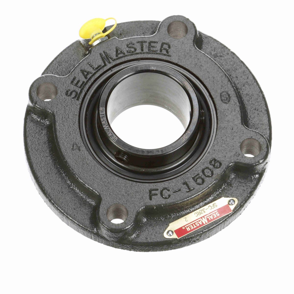 Sealmaster Mounted Cast Iron Flange Cartridge Ball Bearing - 52100 Bearing Steel, Black Oxided - Setscrew Lock - SFC-32RC