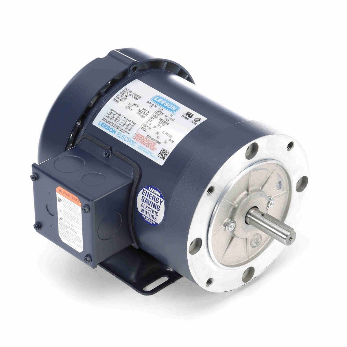 LEESON General Purpose Motor, 0.75 HP, 3 Ph, 60 Hz, 208-230/460 V, 1800 RPM, 56C Frame, TEFC - 110916.00