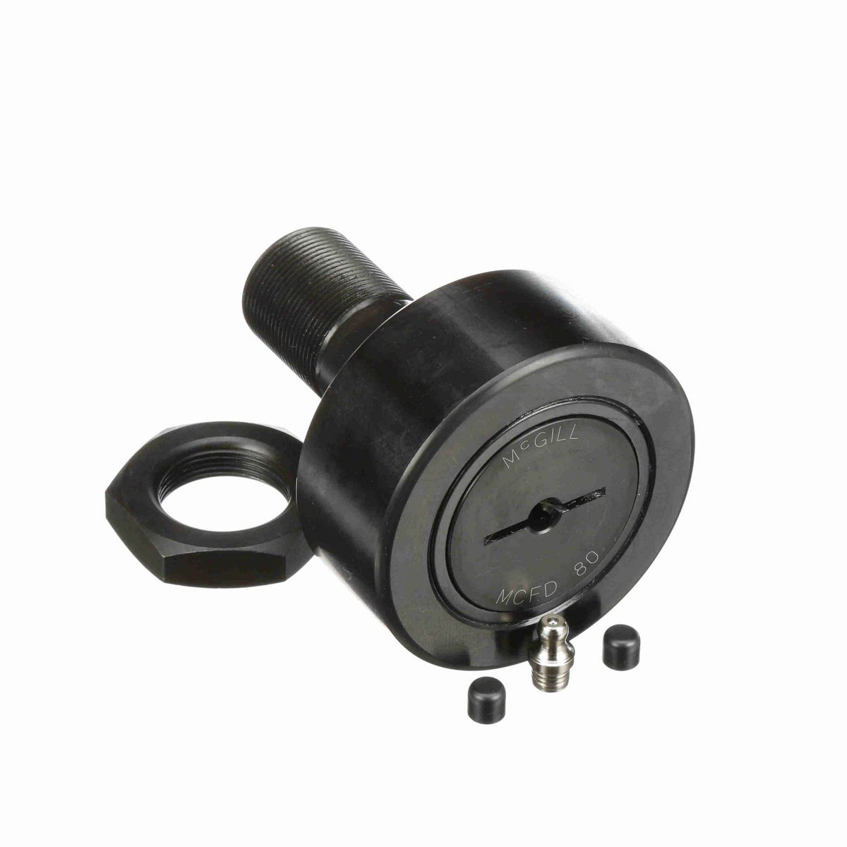 Опорный ролик с цапфой McGill CAMROL MCFD 80, бочкообразный, повышенной грузоподъемности, со щитком, со шлицем под отвёртку, метрический