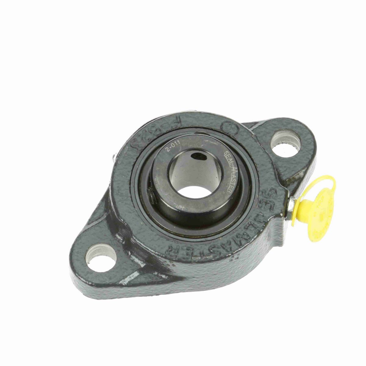 Sealmaster Mounted Cast Iron Two Bolt Flange Ball Bearing - 52100 Bearing Steel, Black Oxided - Setscrew Lock - SFT-11