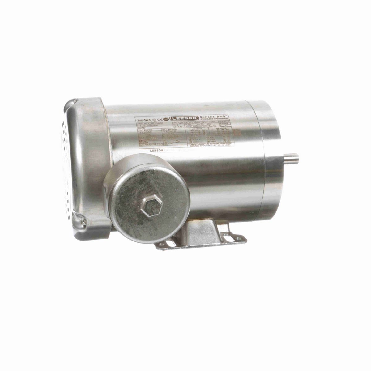 LEESON General Purpose Motor, 1.50 & 1 HP, 3 Ph, 60 & 50 Hz, 230/460 & 190/380 V, 1800 & 1500 RPM, 56C Frame, TEFC - 119528.00