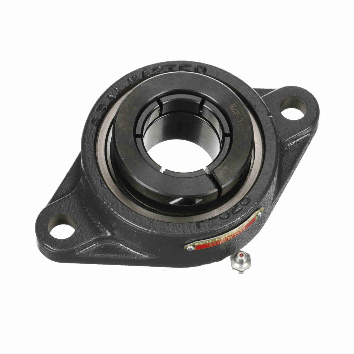Sealmaster Mounted Cast Iron Two Bolt Flange Ball Bearing - 52100 Bearing Steel, Black Oxided - Concentric Lock - SFTMH-27T