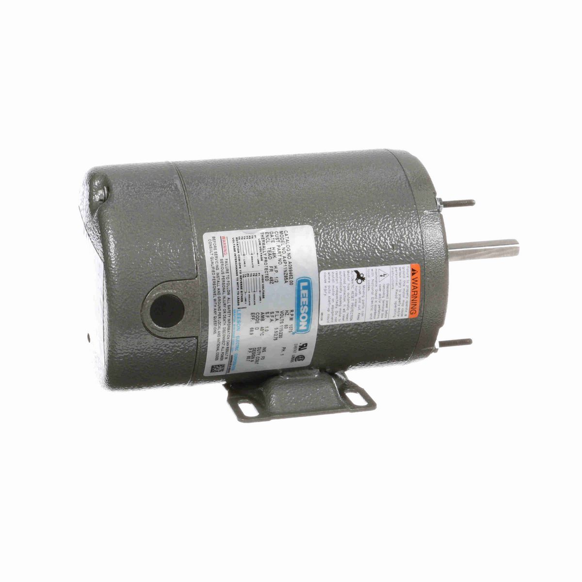 LEESON Agricultural Motor, 0.50 HP, 1 Ph, 60 Hz, 115/230 V, 1200 RPM, 48Z Frame, TEAO - A099462.00