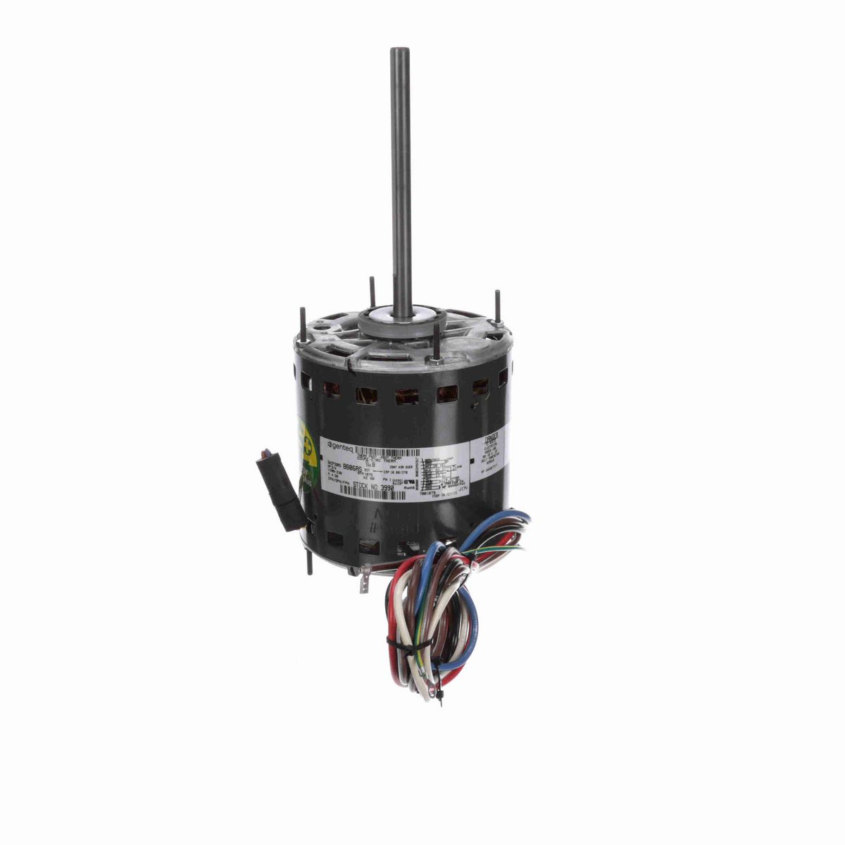 Genteq Fan and Blower Motor, 3/4 HP, 1 Ph, 60 Hz, 208-230 V, 1075 RPM, 3 Speed, 48 Frame, OPAO - 3990