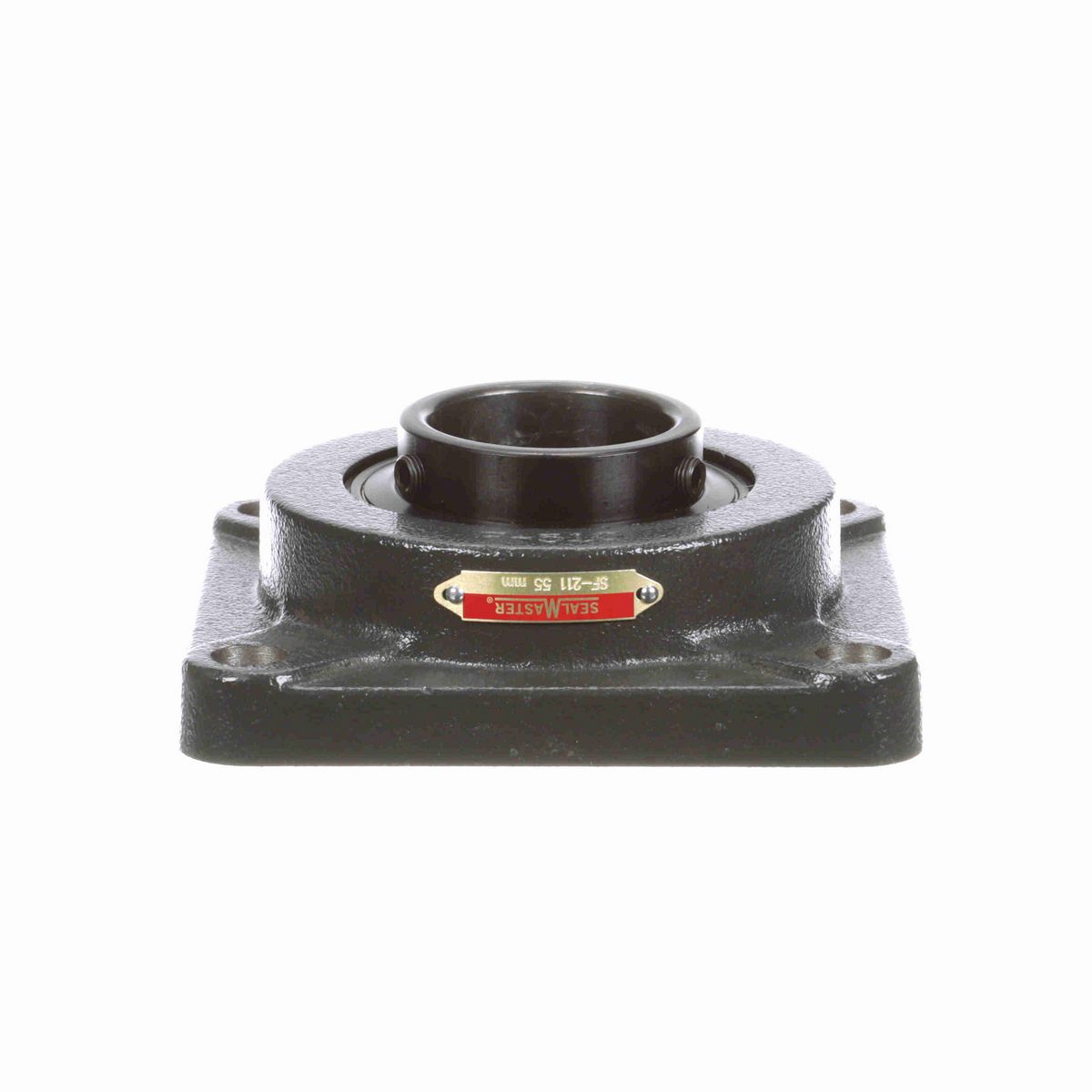 Sealmaster Mounted Cast Iron Four Bolt Flange Ball Bearing - 52100 Bearing Steel, Black Oxided - Setscrew Lock - SF-211