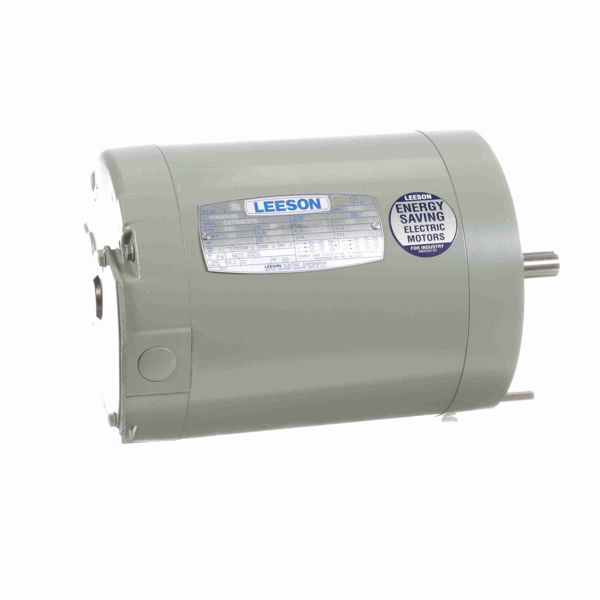 LEESON Fan and Blower Motor, 0.50 HP, 3 Ph, 60 Hz, 230/460 V, 900 RPM, 56C Frame, TEAO - 116201.00