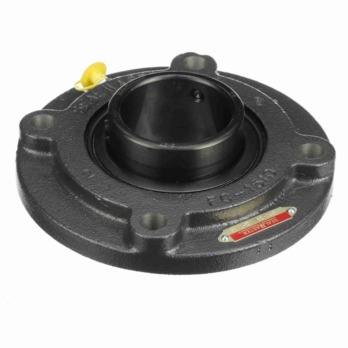 Sealmaster Mounted Cast Iron Flange Cartridge Ball Bearing - 52100 Bearing Steel, Black Oxided - Setscrew Lock - SFC-39