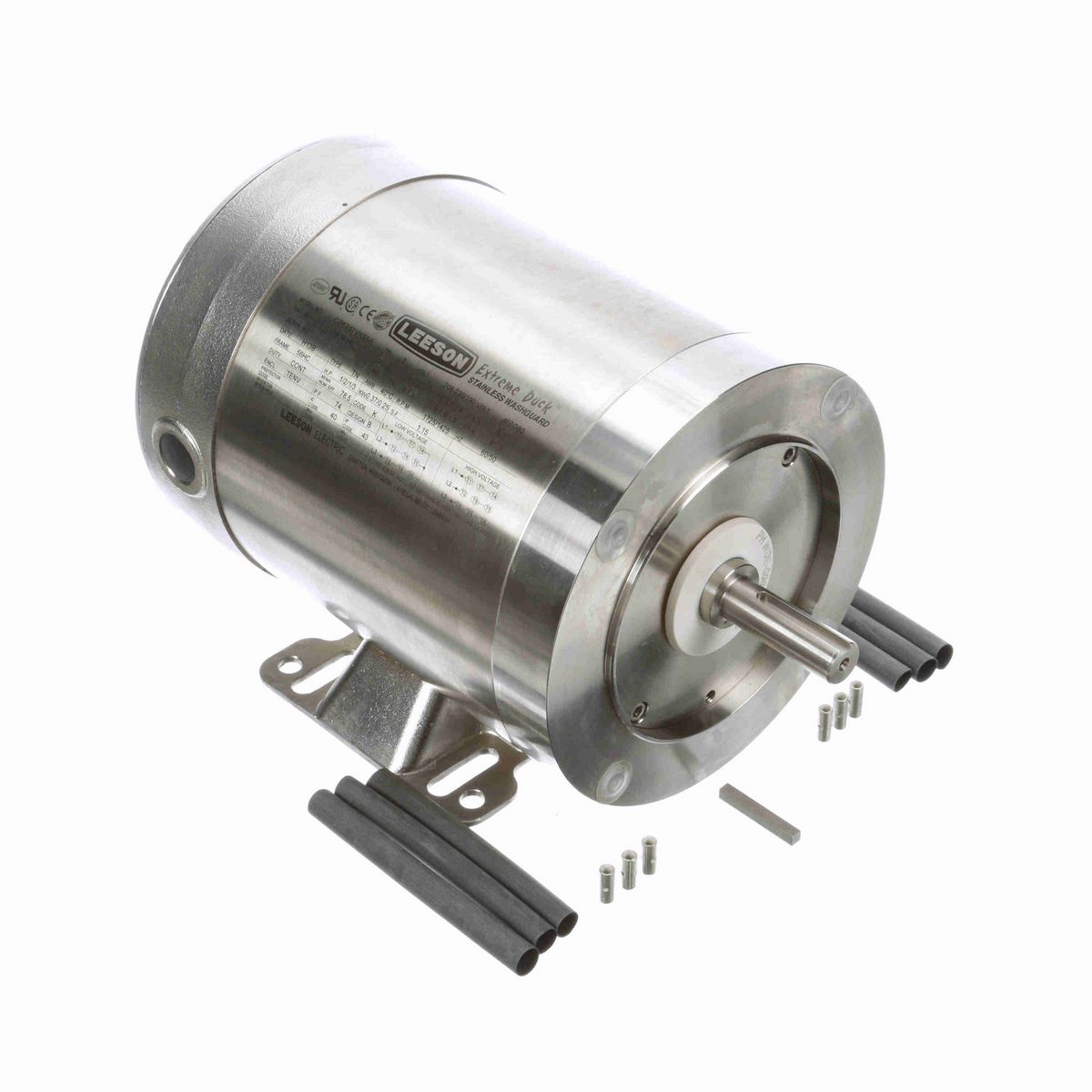 LEESON Extreme Duck® Ultra General Purpose Motor, 0.50 & 0.33 HP, 3 Ph, 60 & 50 Hz, 230/460 & 190/380 V, 1800 & 1500 RPM, 56C Frame, TENV - 117906.00
