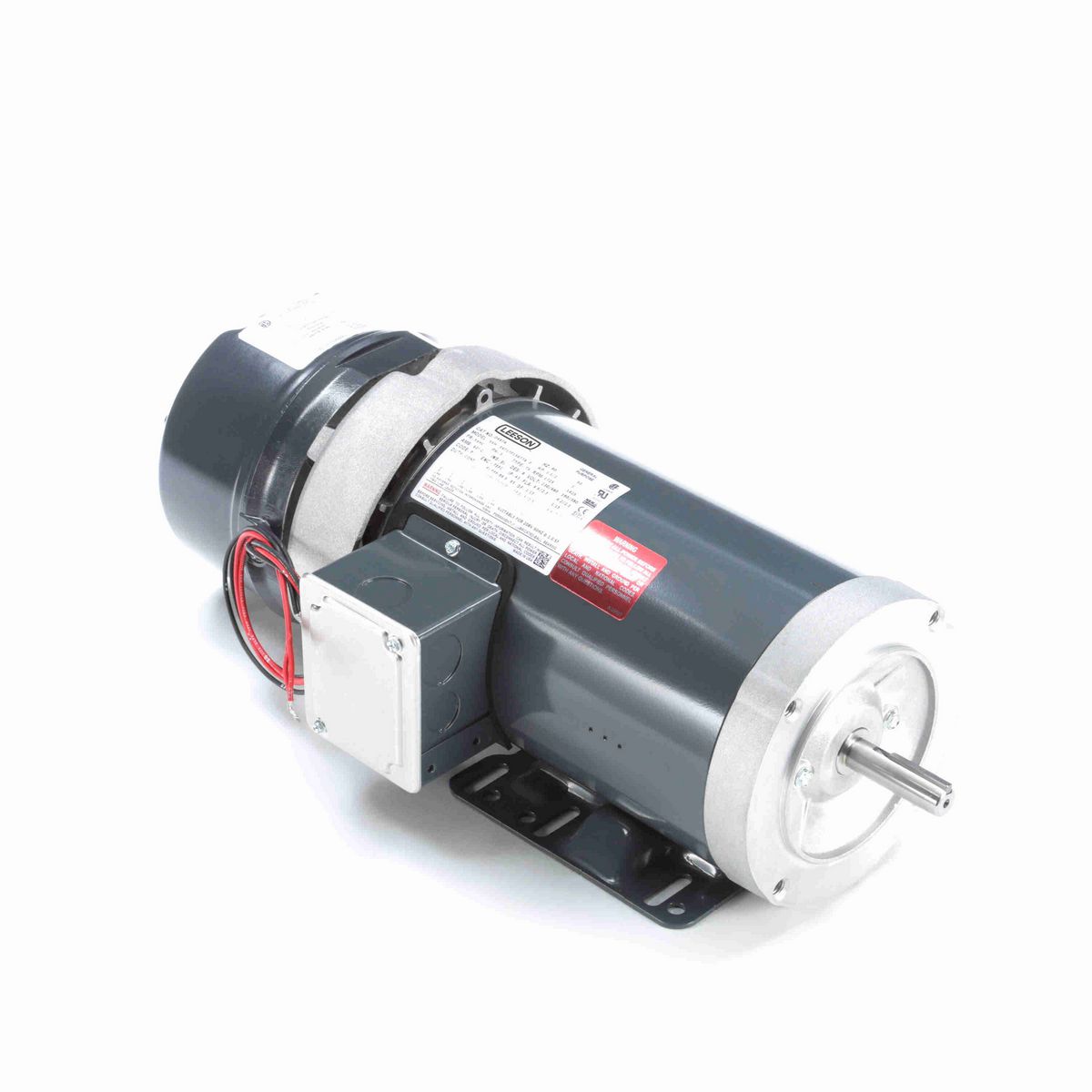 LEESON Brake Motor, 1.50 & 1 HP, 3 Ph, 60 & 50 Hz, 230/460 & 190/380 V, 1800 & 1500 RPM, 56HC Frame, TEFC - D457A
