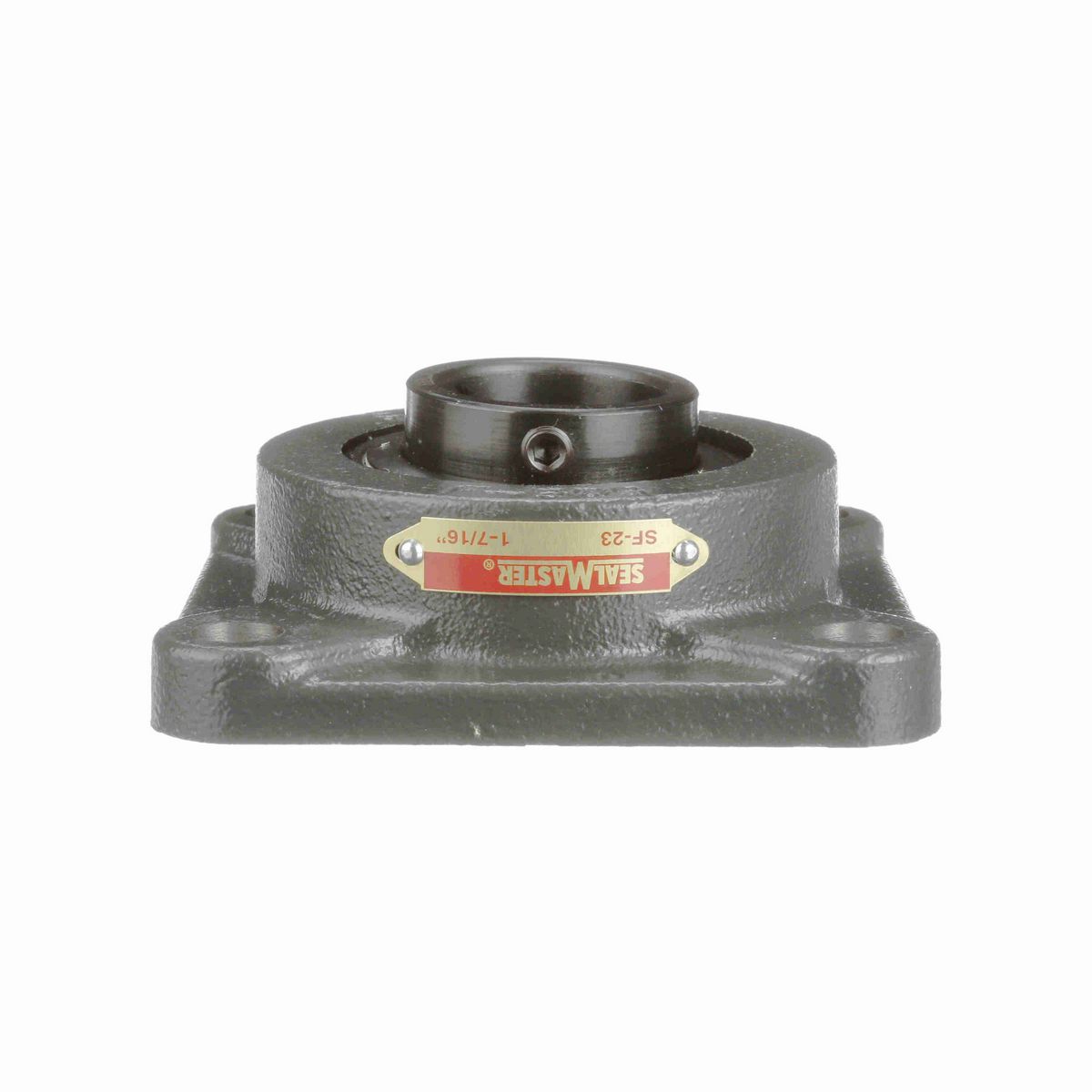 Sealmaster Mounted Cast Iron Four Bolt Flange Ball Bearing - 52100 Bearing Steel, Black Oxided - Setscrew Lock - SF-23
