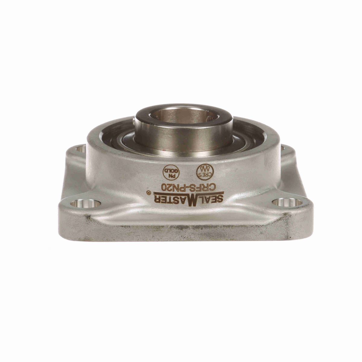 Sealmaster Mounted Stainless Steel Four Bolt Flange Ball Bearing - 52100 Bearing Steel, Phosphorus Nickel Coated - Setscrew Lock - Corrosion Resistant - CRFS-PN20
