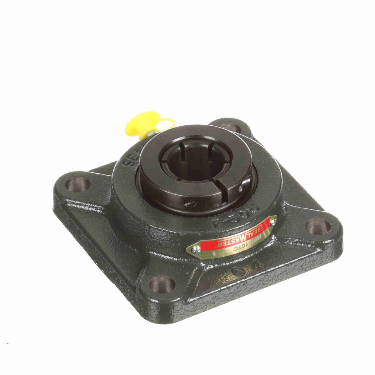Sealmaster Mounted Cast Iron Four Bolt Flange Ball Bearing - 52100 Bearing Steel, Black Oxided - Concentric Lock - MSF-16TC