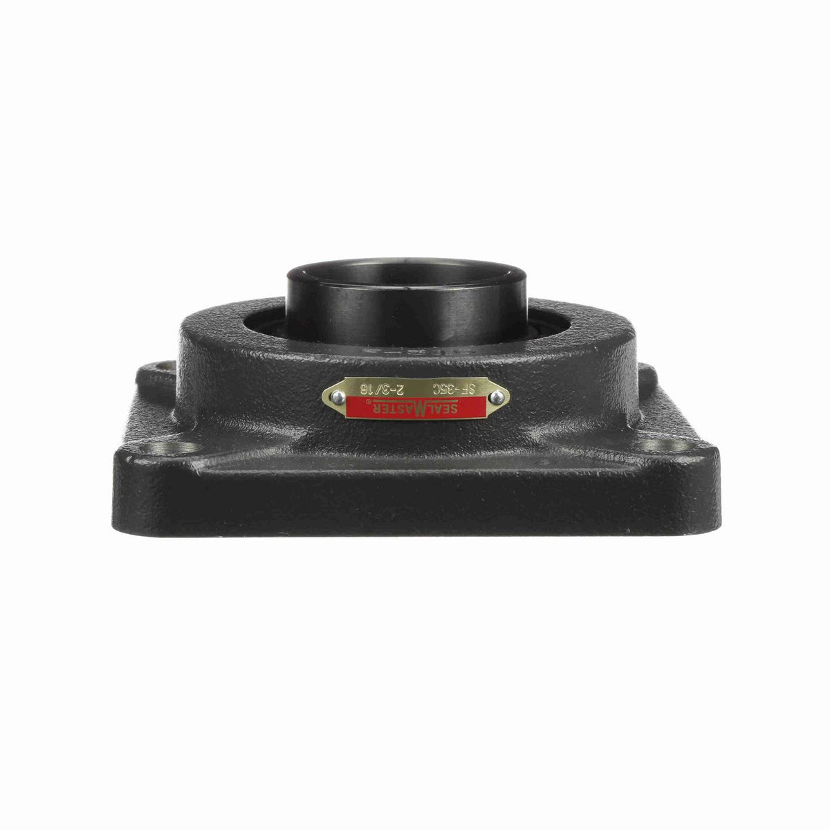 Sealmaster Mounted Cast Iron Four Bolt Flange Ball Bearing - 52100 Bearing Steel, Black Oxided - Setscrew Lock - SF-35C