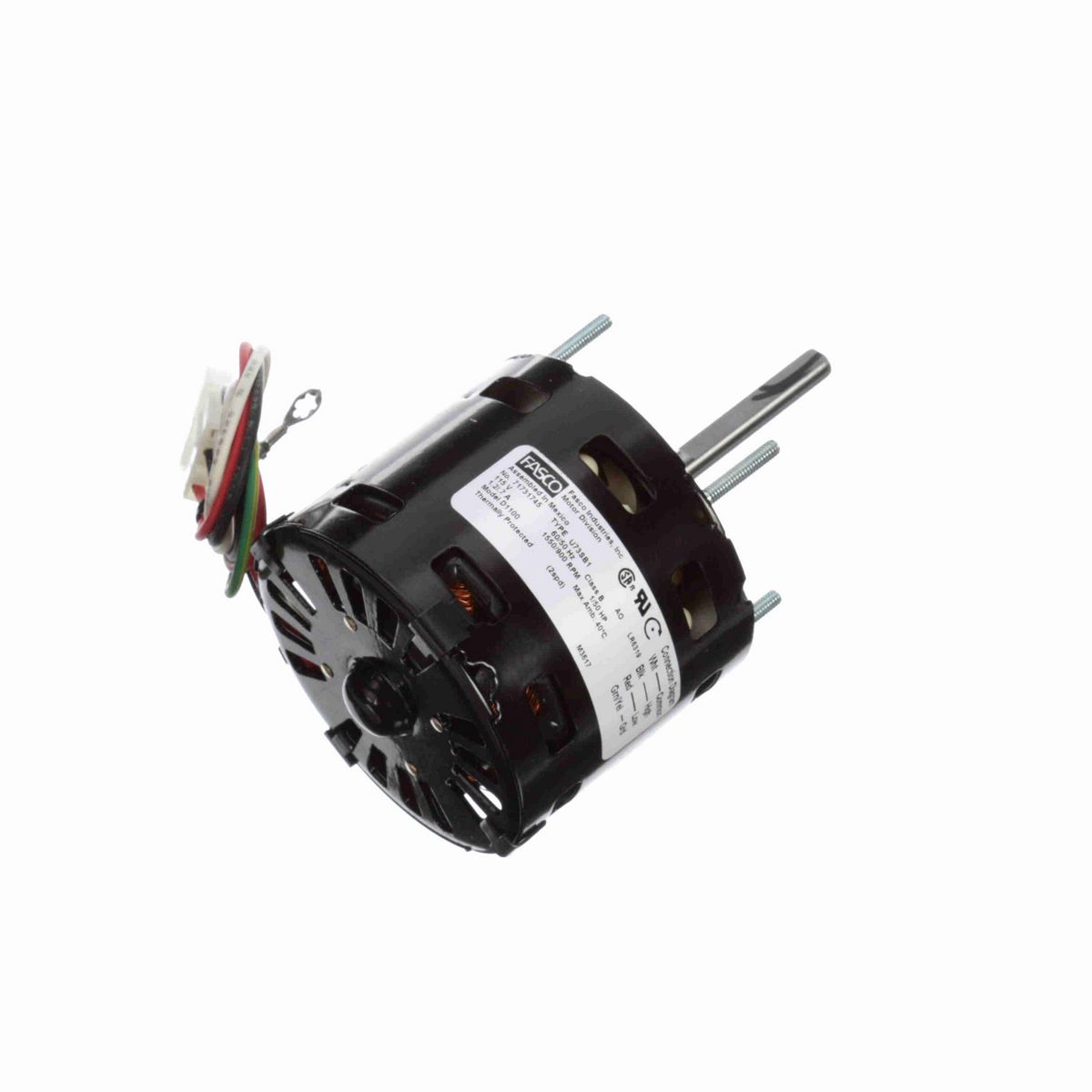FASCO OEM Replacement Motor, 1/50 HP, 1 Ph, 60 Hz, 115 V, 1550/900 RPM, 2 Speed, 3.3" Diameter, OAO - D1100