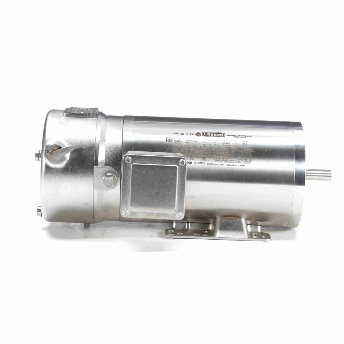 LEESON Premium Duck™ Brake Motor, 1 & 0.75 HP, 3 Ph, 60 & 50 Hz, 230/460 & 190/380 V, 1800 & 1500 RPM, 56HC Frame, TENV - 119785.00