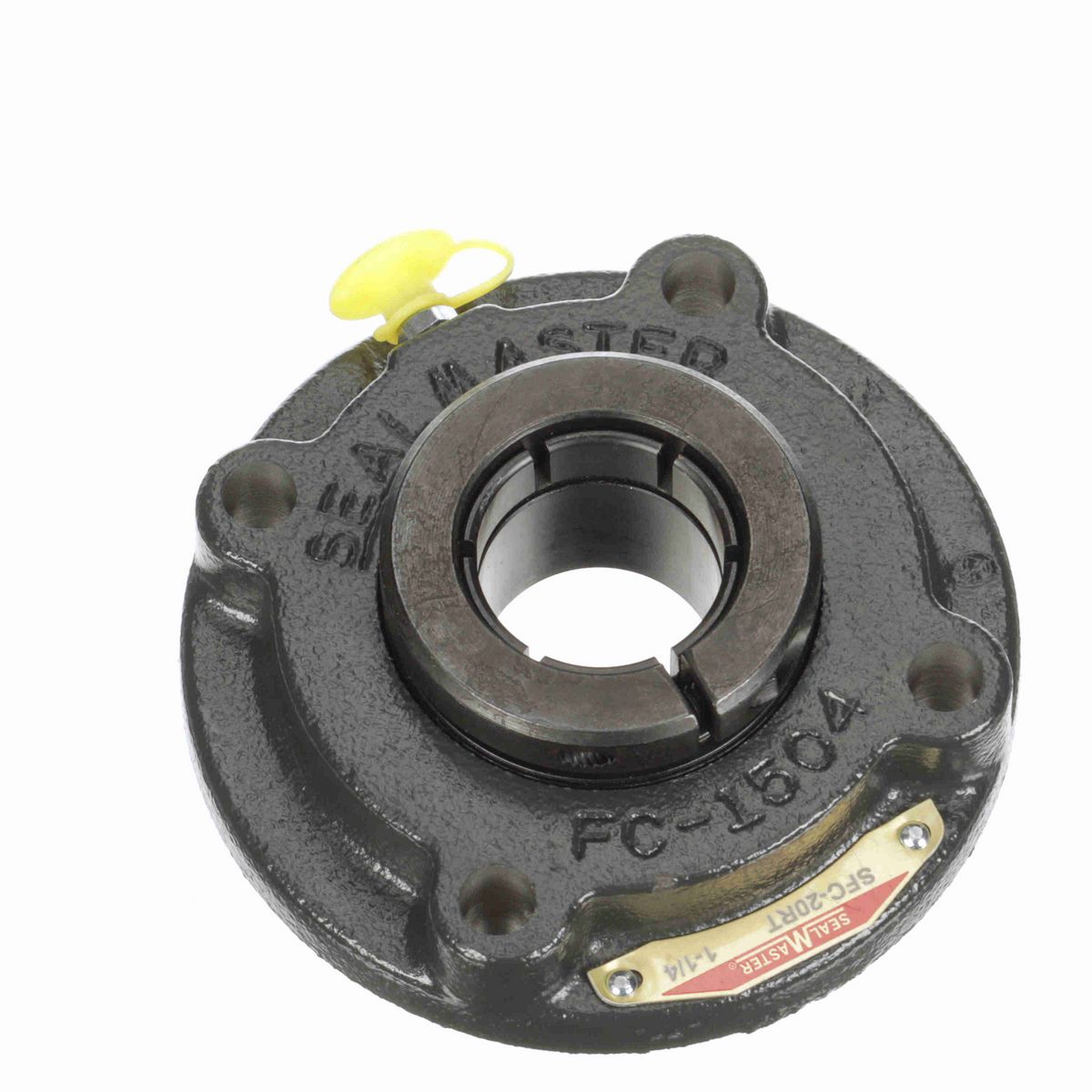 Sealmaster Mounted Cast Iron Flange Cartridge Ball Bearing - 52100 Bearing Steel, Black Oxided - Concentric Lock - SFC-20RT