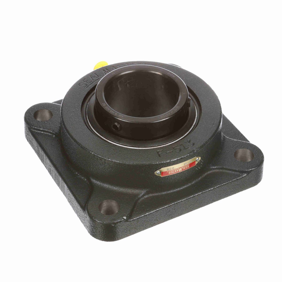 Sealmaster Mounted Cast Iron Four Bolt Flange Ball Bearing - 52100 Bearing Steel, Black Oxided - Setscrew Lock - SF-46