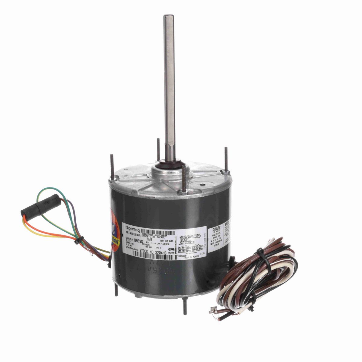 Genteq HEAT SHIELD® Condenser Fan Motor, 1/4 HP, 1 Ph, 60 Hz, 208-230 V, 825 RPM, 1 Speed, 48 Frame, CLOSEDAO - 3204HS