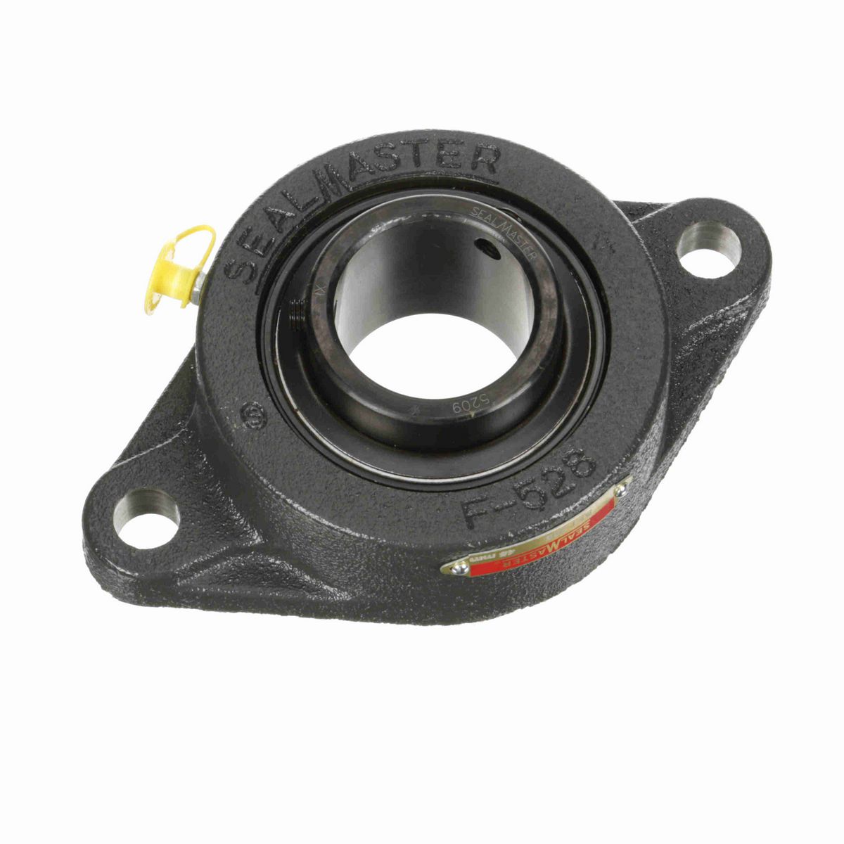 Sealmaster Mounted Cast Iron Two Bolt Flange Ball Bearing - 52100 Bearing Steel, Black Oxided - Setscrew Lock - SFT-209