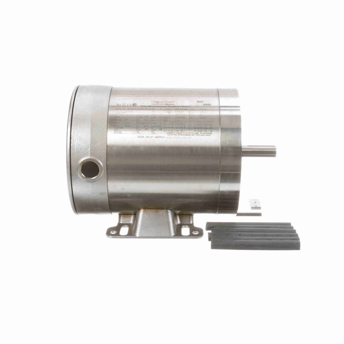 LEESON General Purpose Motor, 0.50 & 0.50 HP, 3 Ph, 60 & 50 Hz, 208-230/460 & 190/380 V, 3600 & 3000 RPM, 56C Frame, TENV - N753