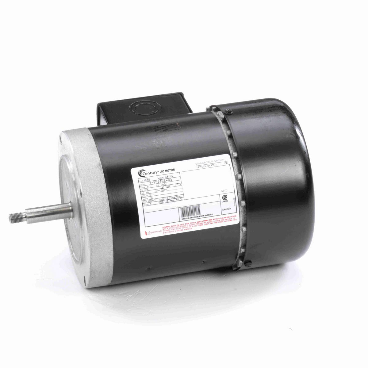 Century General Purpose Pump Motor, 3/4 HP, 3 Ph, 60 Hz, 575 V, 3600 RPM, J56J Frame, TEFC - H966