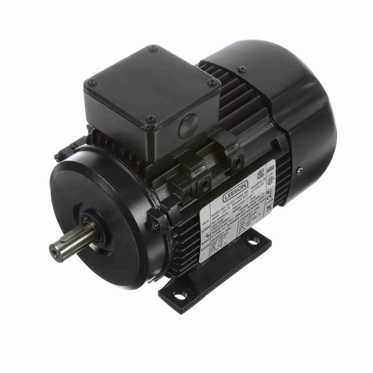 LEESON Aluminium Motor, 1 & 1 HP, 3 Ph, 60 & 50 Hz, 230/460 & 200/400 V, 1800 & 1500 RPM, 80 Frame, TEFC - R313A