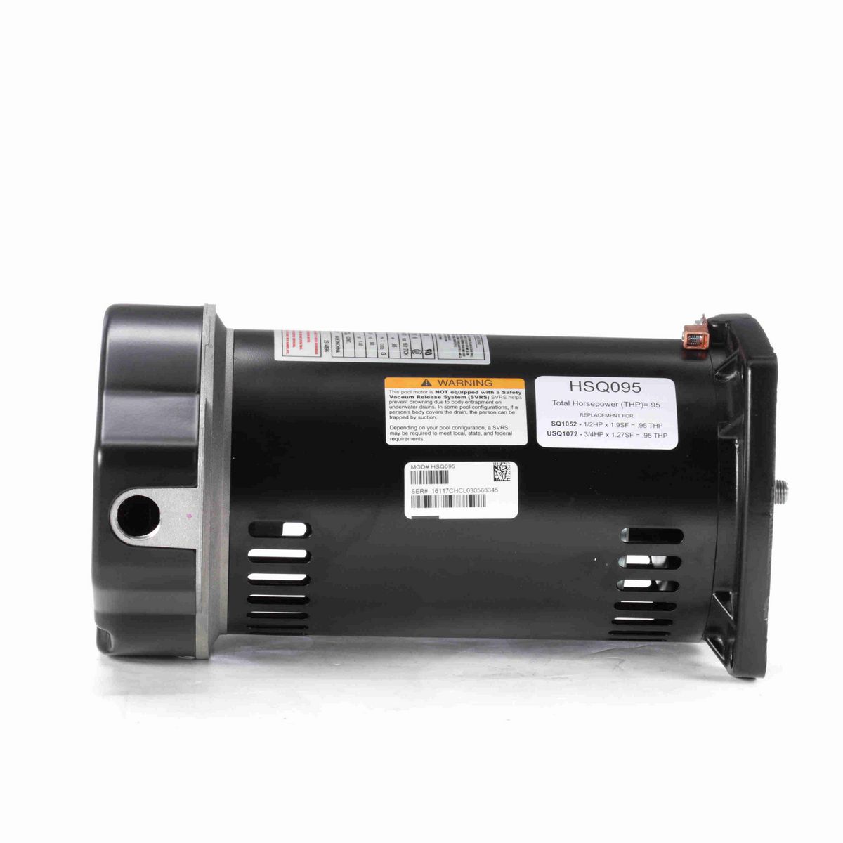 Century Centurion PRO ® Motors Pool Pump Motor, .95 HP, 1 Ph, 60 Hz, 230/115 V, 3600 RPM, 48Y Frame, ODP - HSQ095