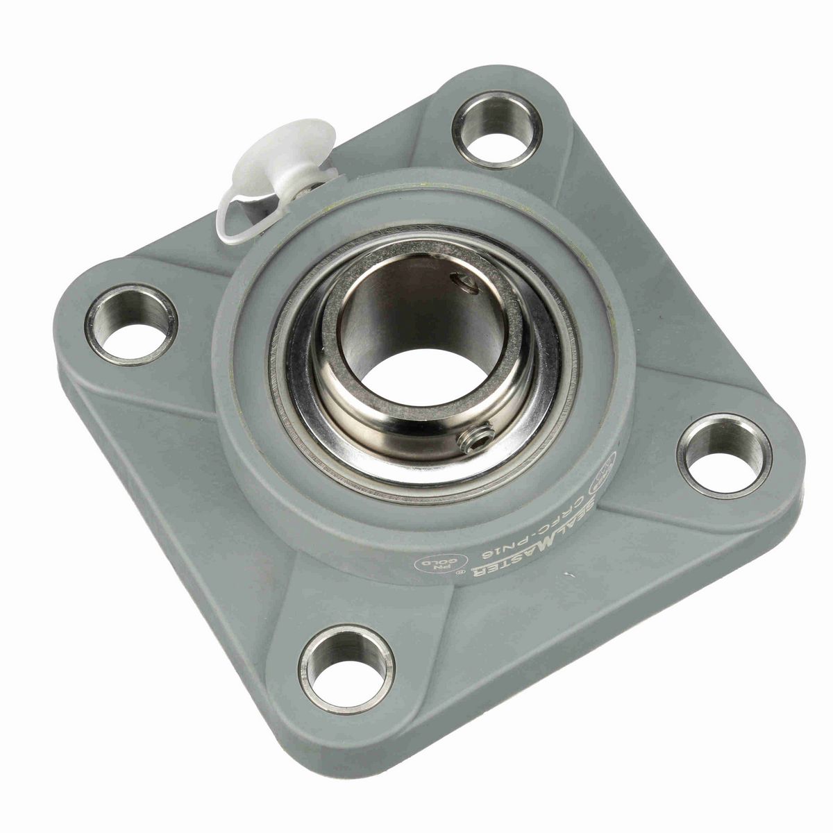 Sealmaster Mounted Composite Four Bolt Flange Ball Bearing - 52100 Bearing Steel, Phosphorus Nickel Coated - Setscrew Lock - Corrosion Resistant - CRFC-PN16