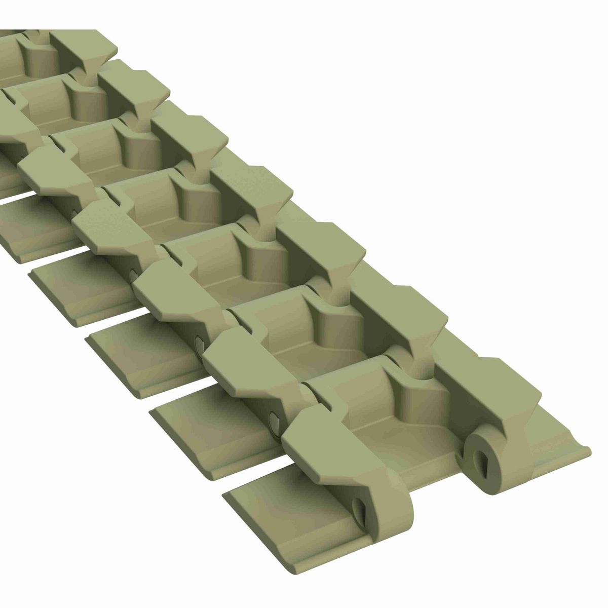 Rexnord 880TAB Side-flexing Solid Top, Material: Green Abrasion Resistant Polyamide, Width: 3.25in, Pitch: 1.5in - 81430491