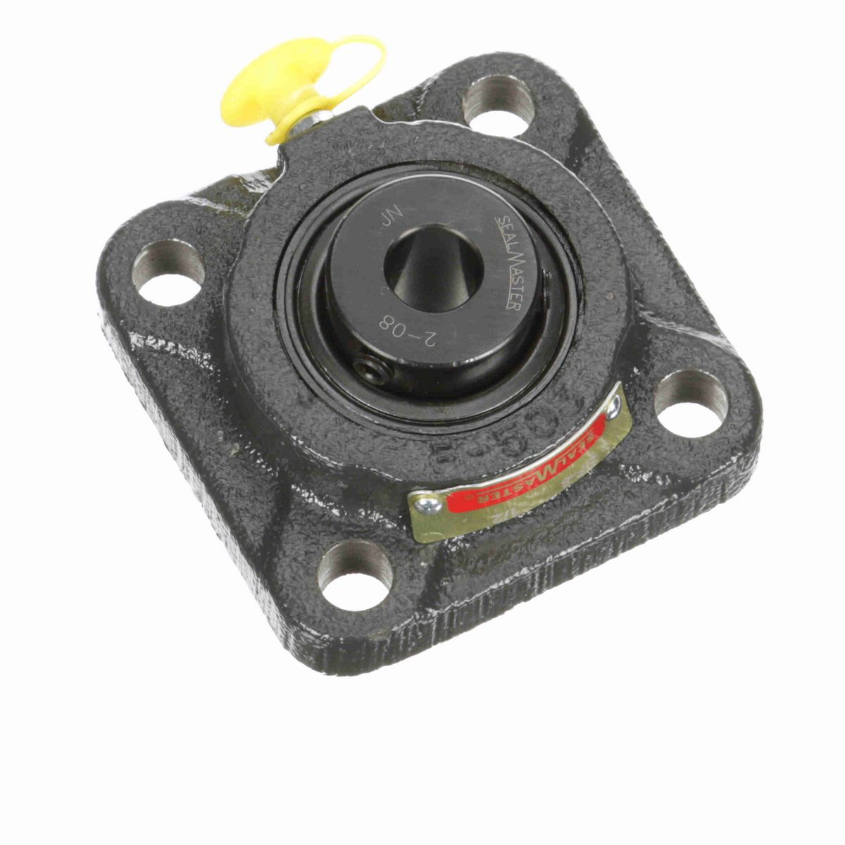 Sealmaster Mounted Cast Iron Four Bolt Flange Ball Bearing - 52100 Bearing Steel, Black Oxided - Setscrew Lock - SF-8