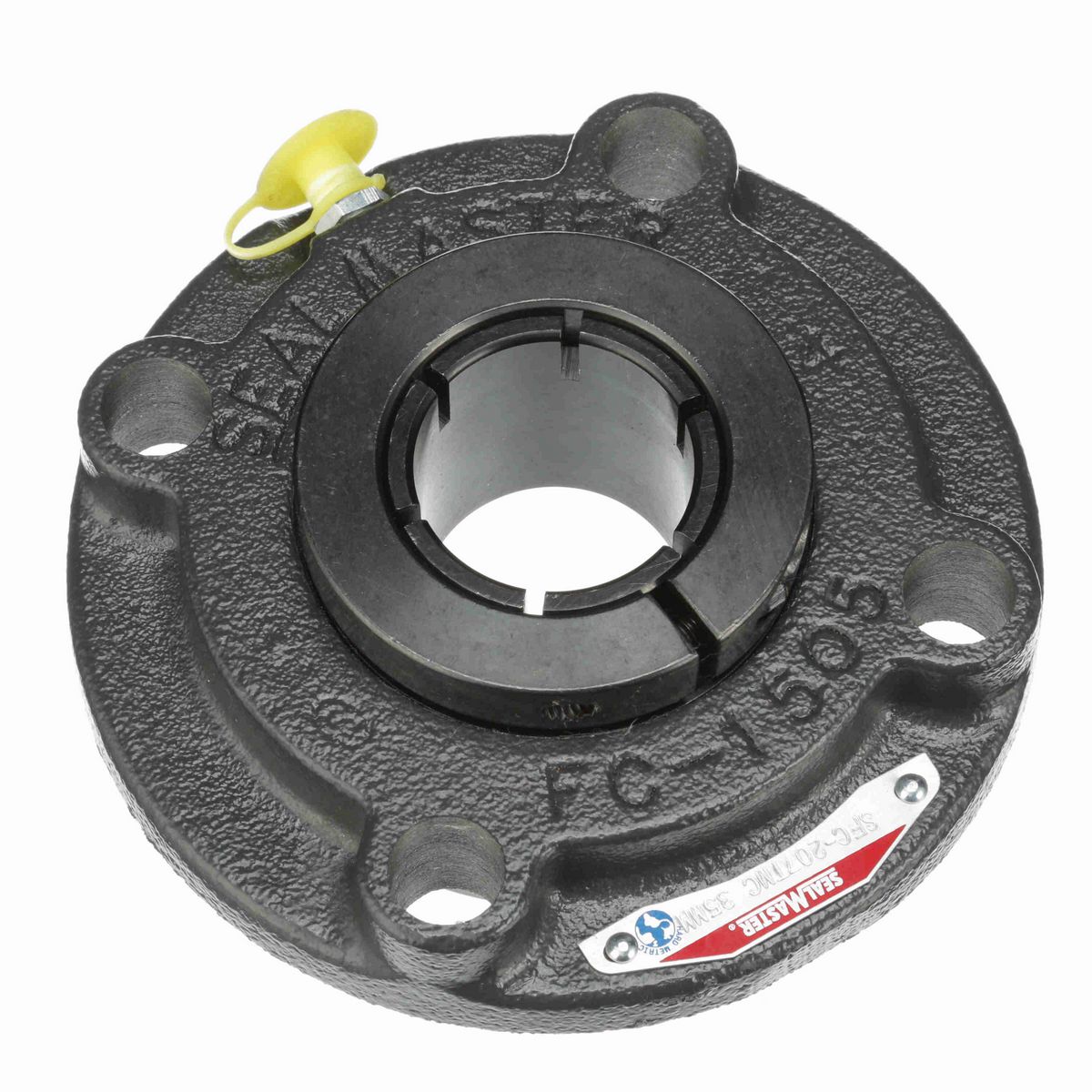 Sealmaster Mounted Cast Iron Flange Cartridge Ball Bearing - 52100 Bearing Steel, Black Oxided - Concentric Lock - SFC-207TMC