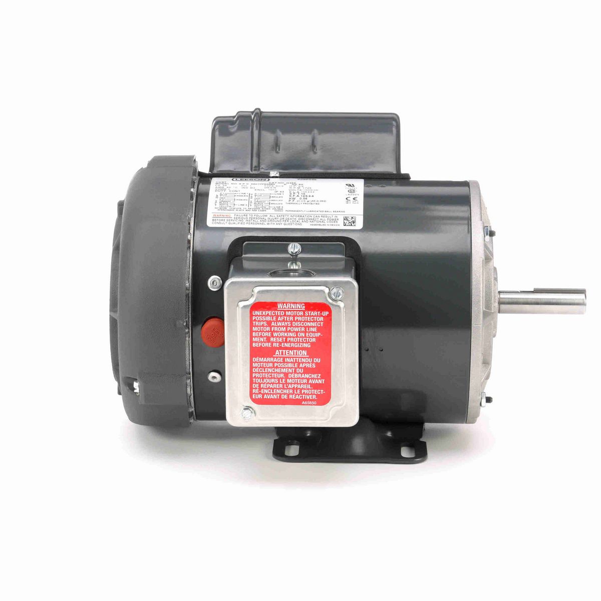 LEESON General Purpose Motor, 0.75 HP, 1 Ph, 60 Hz, 115/208-230 V, 1800 RPM, 56 Frame, TEFC - G356