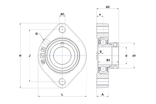 Фланцевый подшипниковый узел SNR ESFD206M12T04