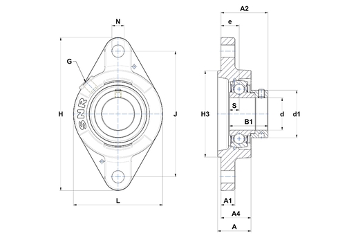 Фланцевый подшипниковый узел SNR ESFLZ206T04