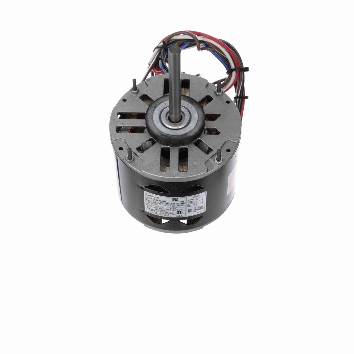 Century Fan and Blower Motor, 1/3,1/4,1/6 HP, 1 Ph, 60 Hz, 115 V, 1075 RPM, 3 Speed, 48 Frame, SEMI ENCL - 148A