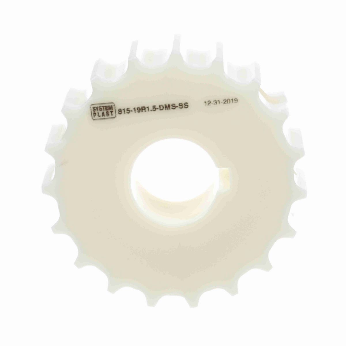 System Plast 815 Series Split Machined Sprocket with 19 Teeth, a 1-1/2in Round Shaft-Ready Bore and Setscrew - 815-19R1.5-DMS-SS