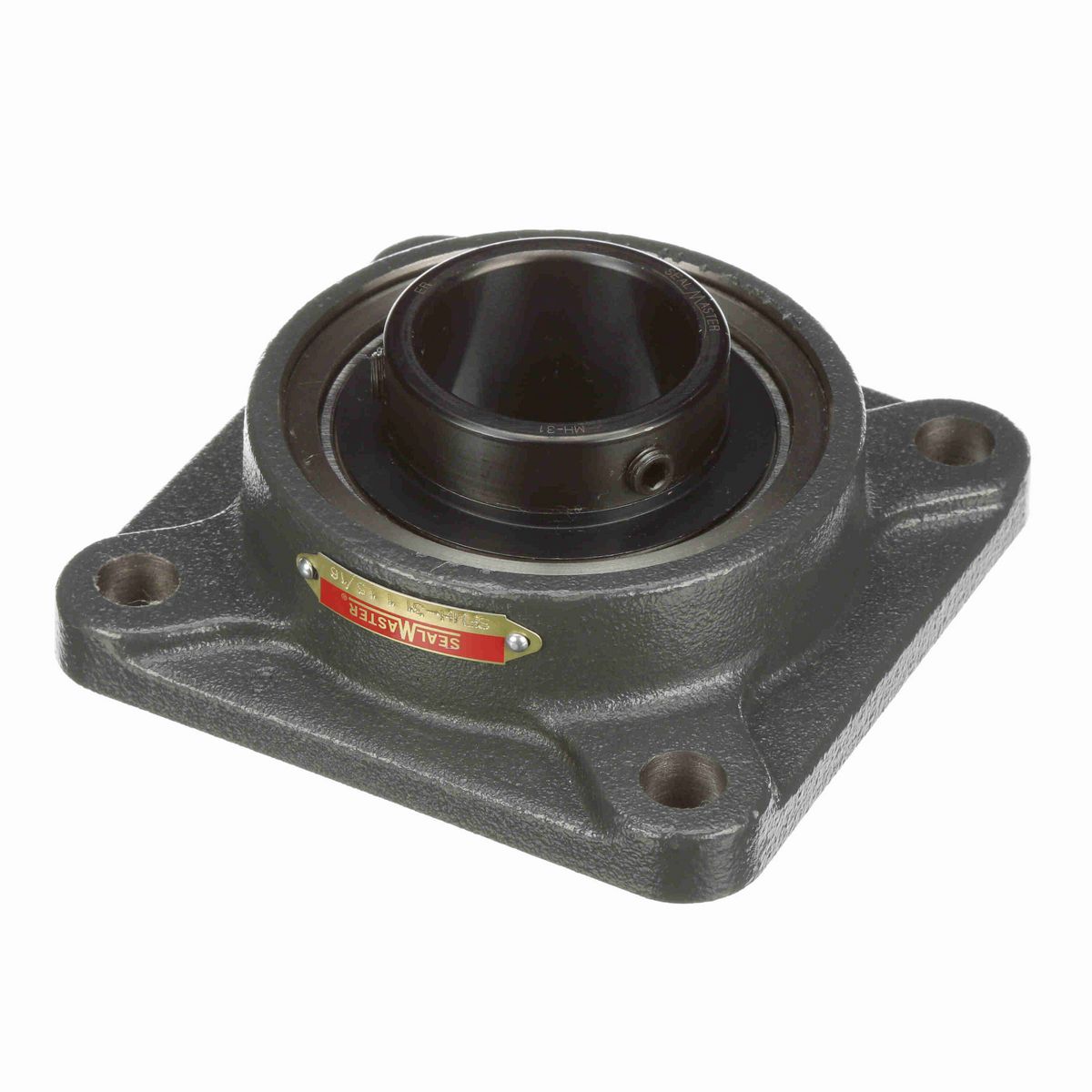 Sealmaster Mounted Cast Iron Four Bolt Flange Ball Bearing - 52100 Bearing Steel, Black Oxided - Setscrew Lock - SFMH-31