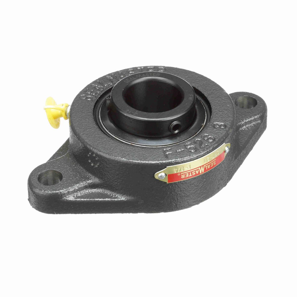 Sealmaster Mounted Cast Iron Two Bolt Flange Ball Bearing - 52100 Bearing Steel, Black Oxided - Setscrew Lock - SFT-20