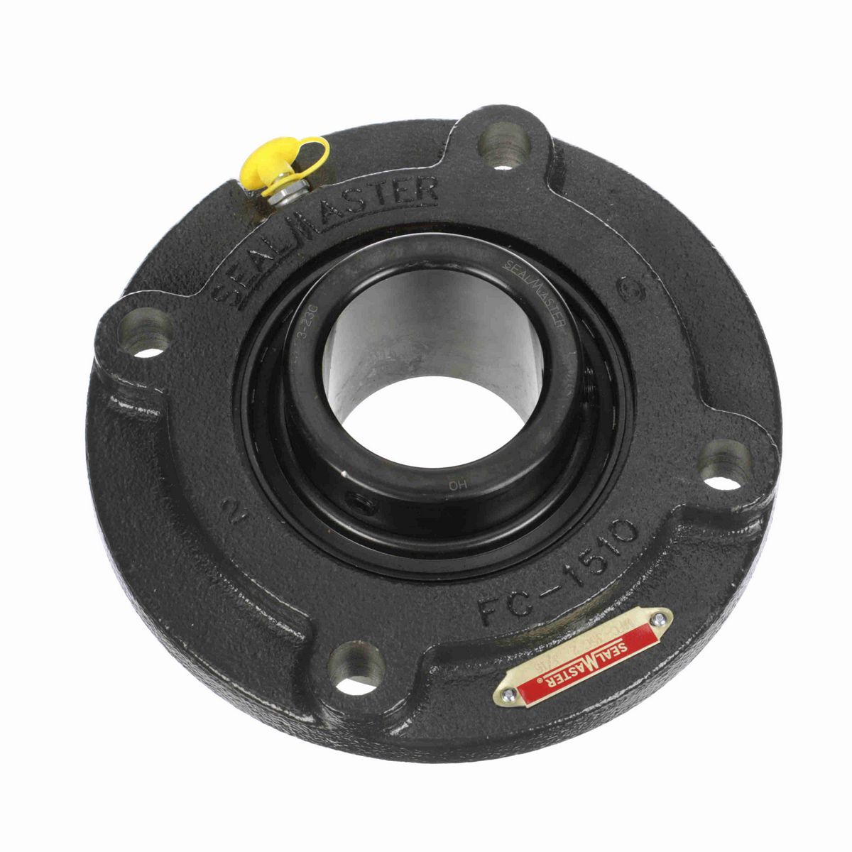 Sealmaster Mounted Cast Iron Flange Cartridge Ball Bearing - 52100 Bearing Steel, Black Oxided - Setscrew Lock - MFC-35C