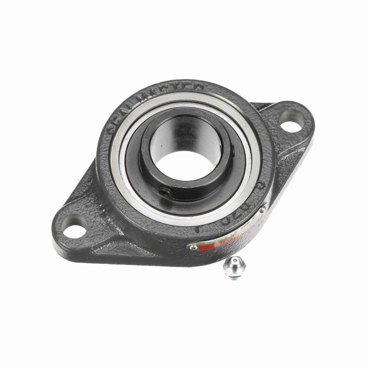 Sealmaster Mounted Cast Iron Two Bolt Flange Ball Bearing - 52100 Bearing Steel, Black Oxided - Setscrew Lock - SFTMH-23