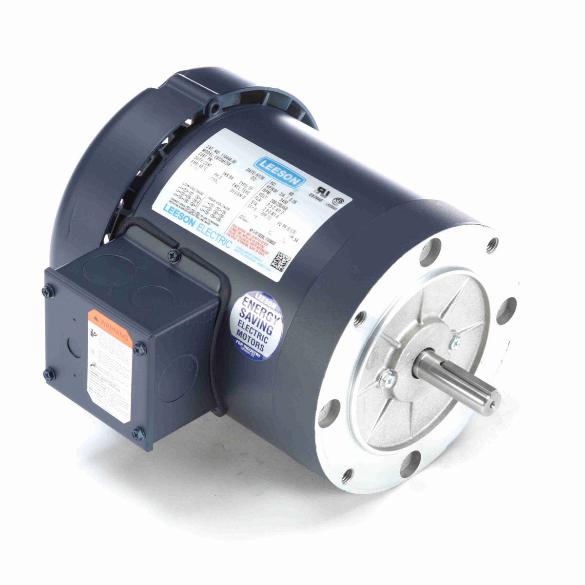 LEESON General Purpose Motor, 0.75 HP, 3 Ph, 60 Hz, 208-230/460 V, 3600 RPM, 56C Frame, TEFC - 110448.00