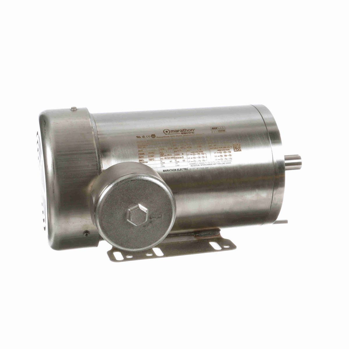 LEESON General Purpose Motor, 1 HP, 3 Ph, 60 Hz, 230/460 V, 1800 RPM, 143TC Frame, TEFC - N403A