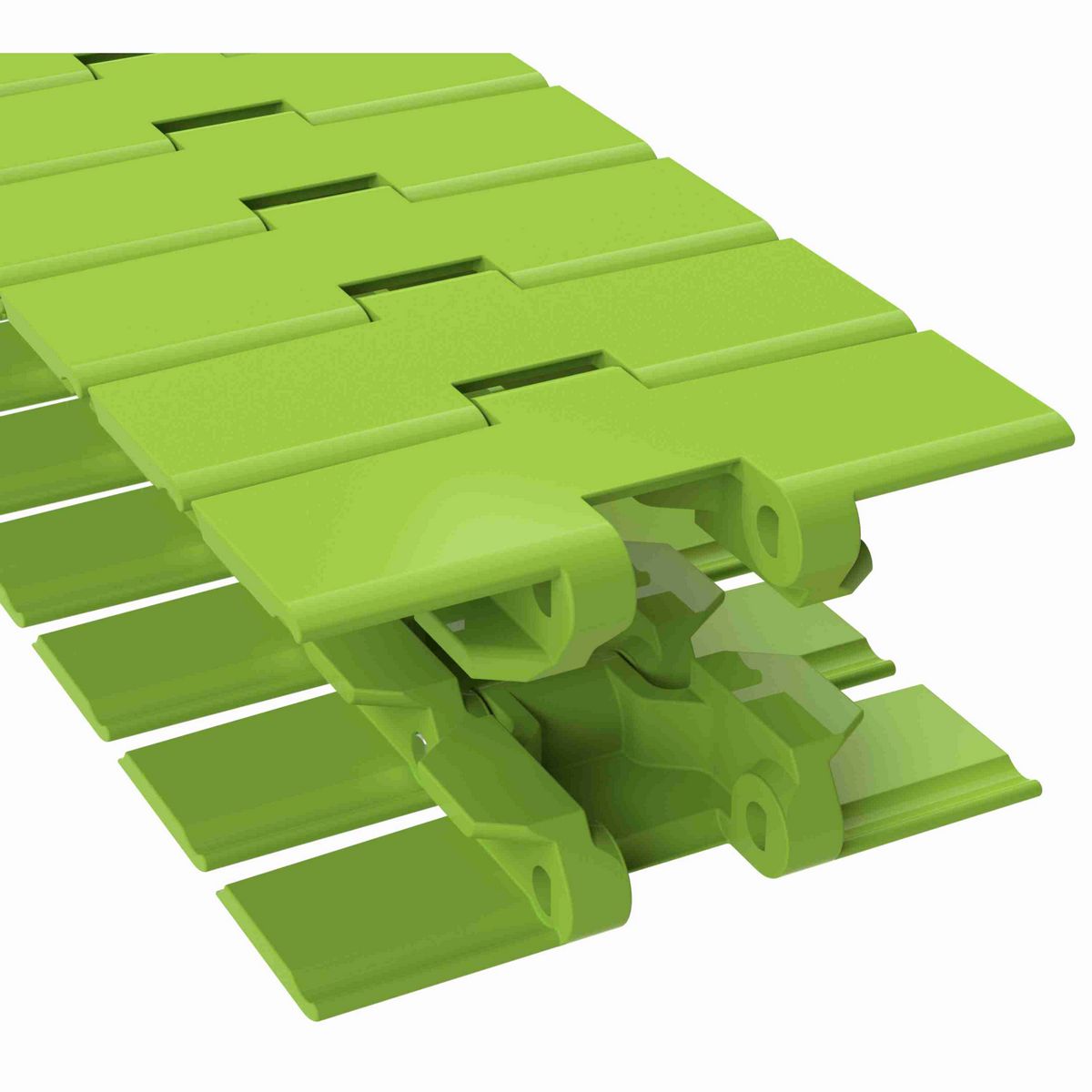 Rexnord 880TAB Side-flexing Solid Top, Material: Bright Lime-Green Dry PET Low Friction, Width: 4.5in, Pitch: 1.5in - 10605707