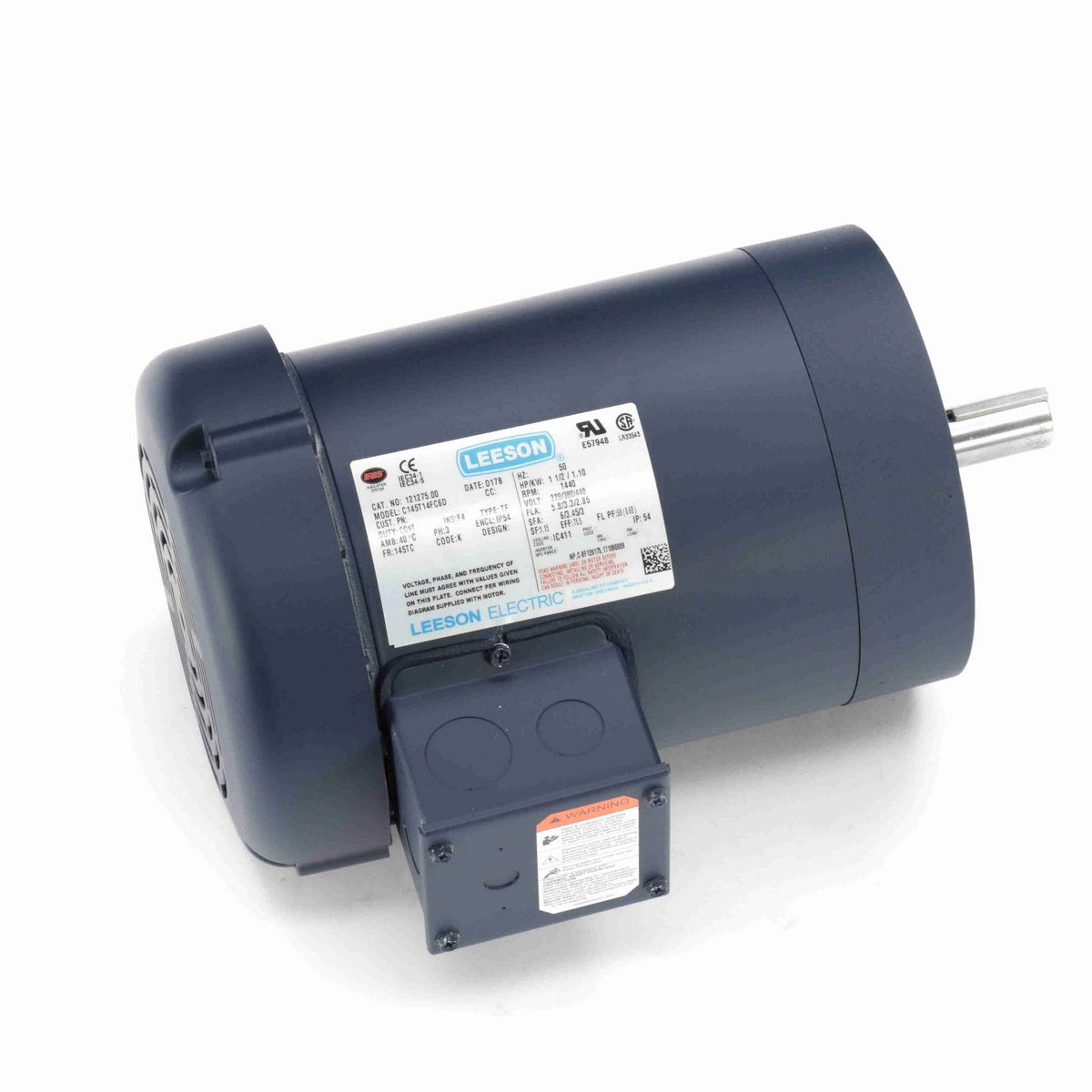 LEESON Special Voltage Motor, 1.50 HP, 3 Ph, 50 Hz, 220/380/440 V, 1500 RPM, 145TC Frame, TEFC - 121275.00