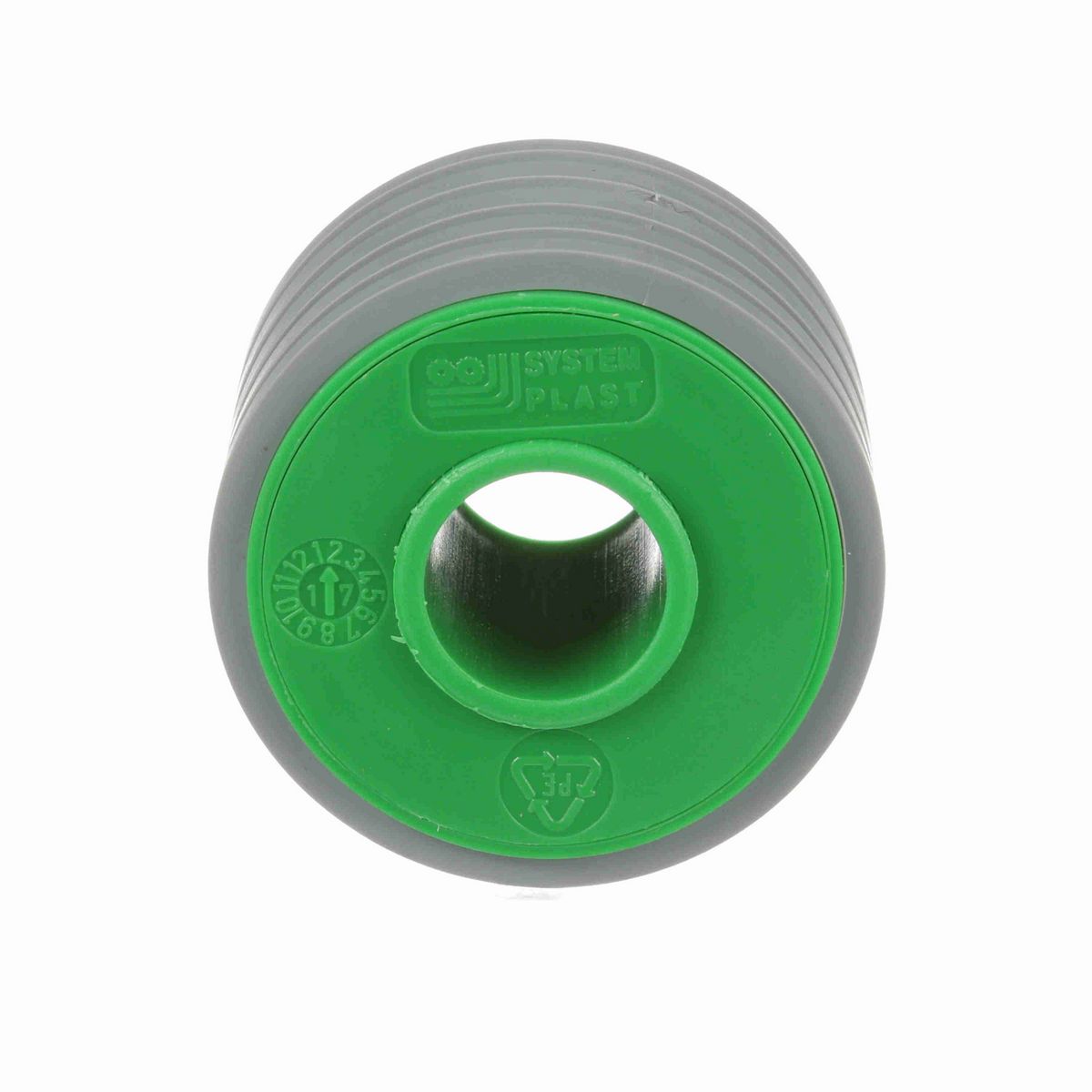 System Plast Return Roller with Rubber; OD: 57-mm, Shaft Dia: 20-mm, Length: 40.5-mm, Color: Green - RR-57B20ML41-PEG