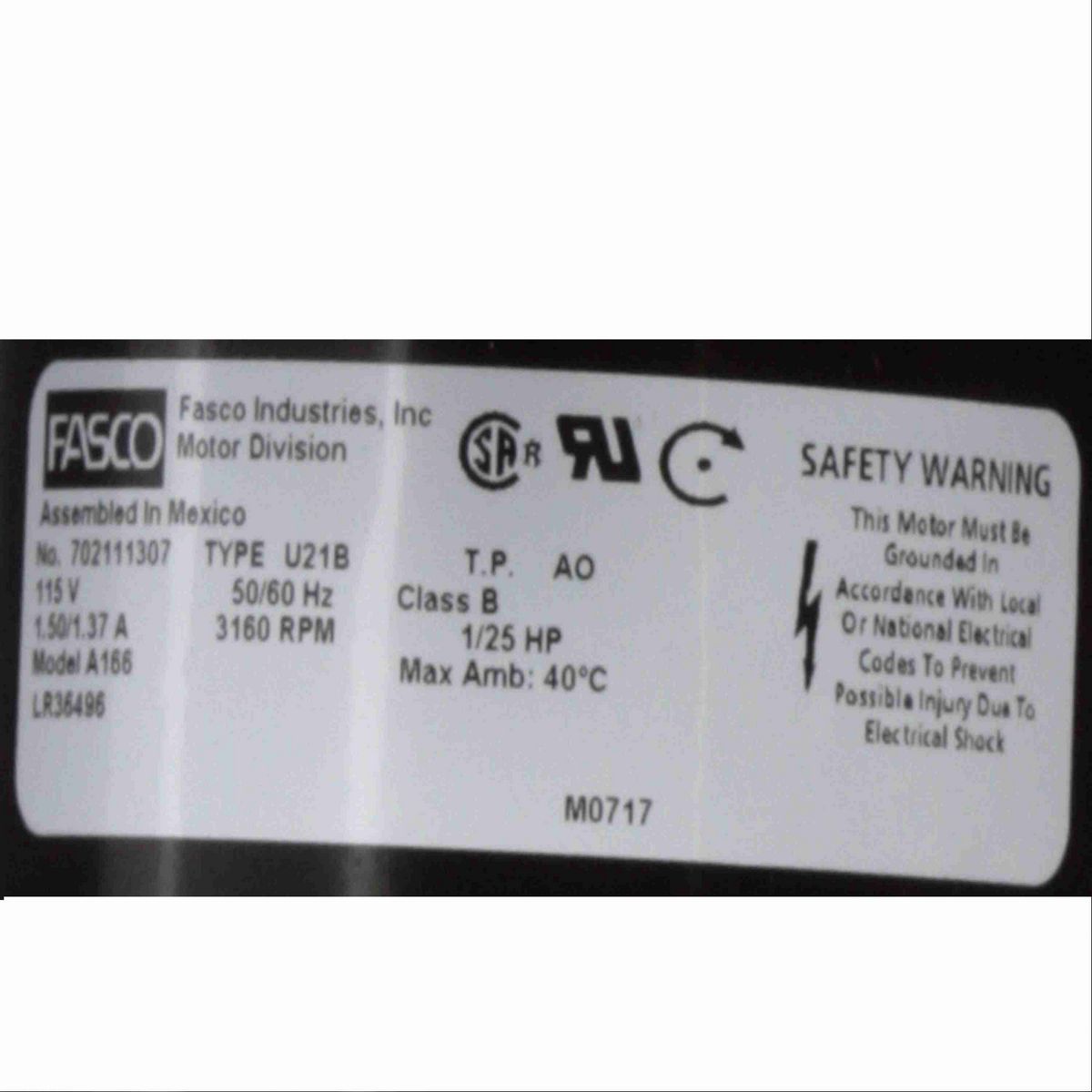 FASCO Rectangular Outlet Shaded Pole Centrifugal Blower, 115 Volts, Flange: Yes - A166