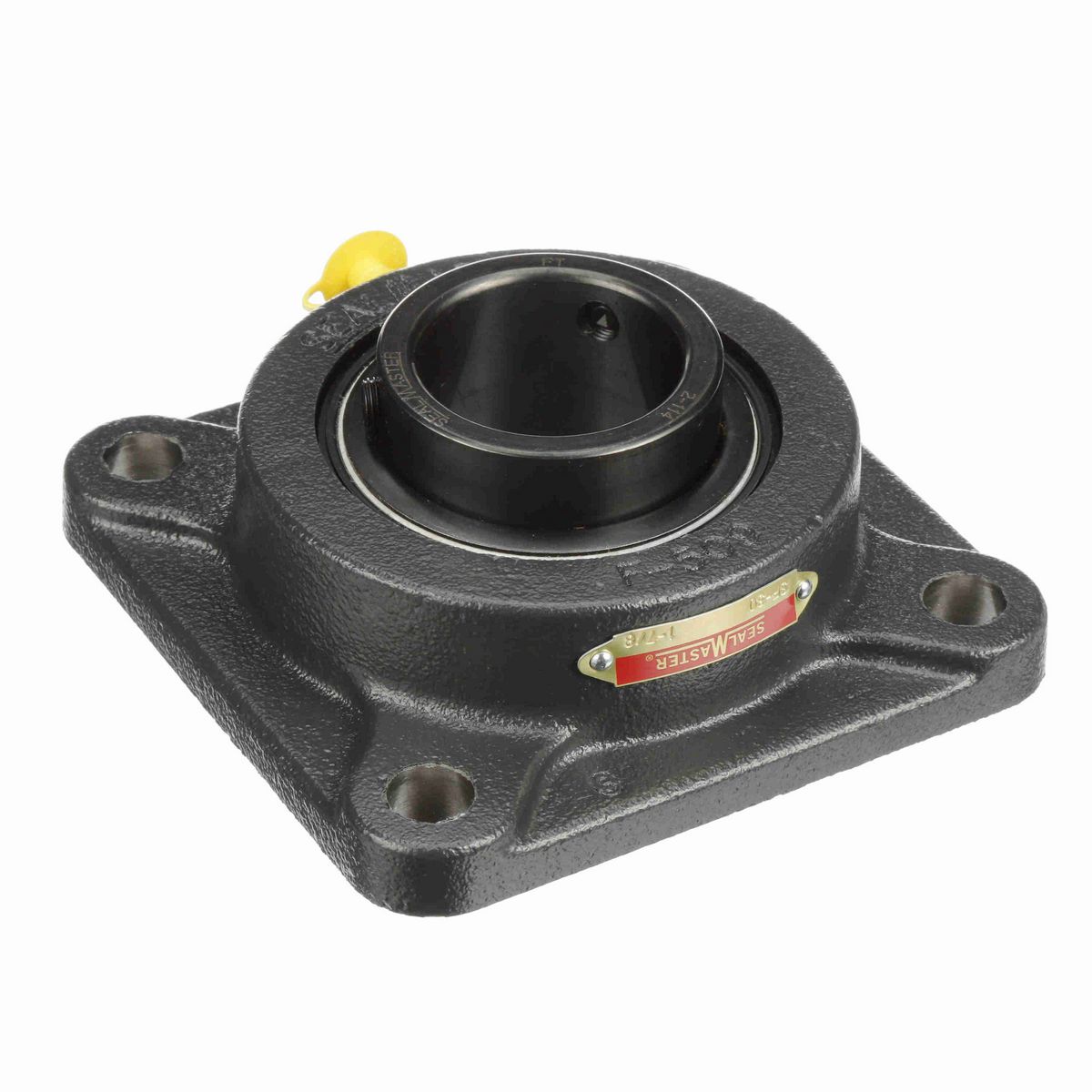 Sealmaster Mounted Cast Iron Four Bolt Flange Ball Bearing - 52100 Bearing Steel, Black Oxided - Setscrew Lock - SF-30