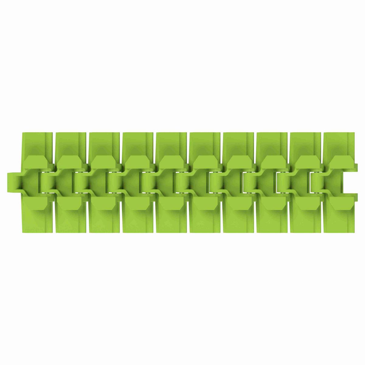 Rexnord 880TAB Side-flexing Solid Top, Material: Bright Lime-Green Dry PET Low Friction, Width: 4.5in, Pitch: 1.5in - 10605707