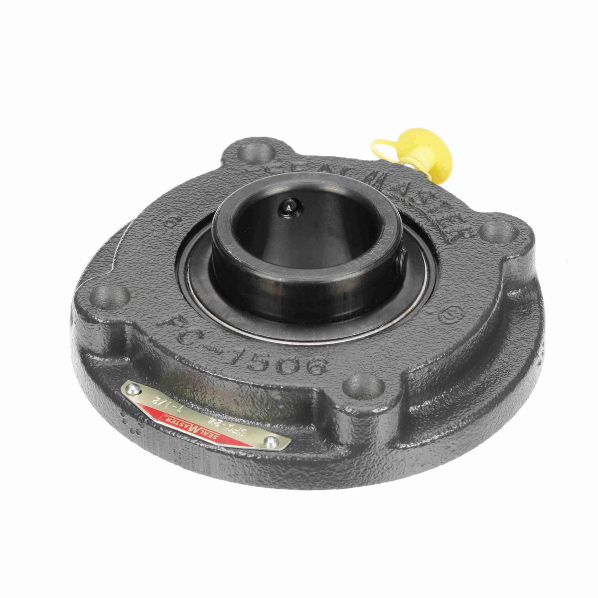 Sealmaster Mounted Cast Iron Flange Cartridge Ball Bearing - 52100 Bearing Steel, Black Oxided - Setscrew Lock - SFC-24